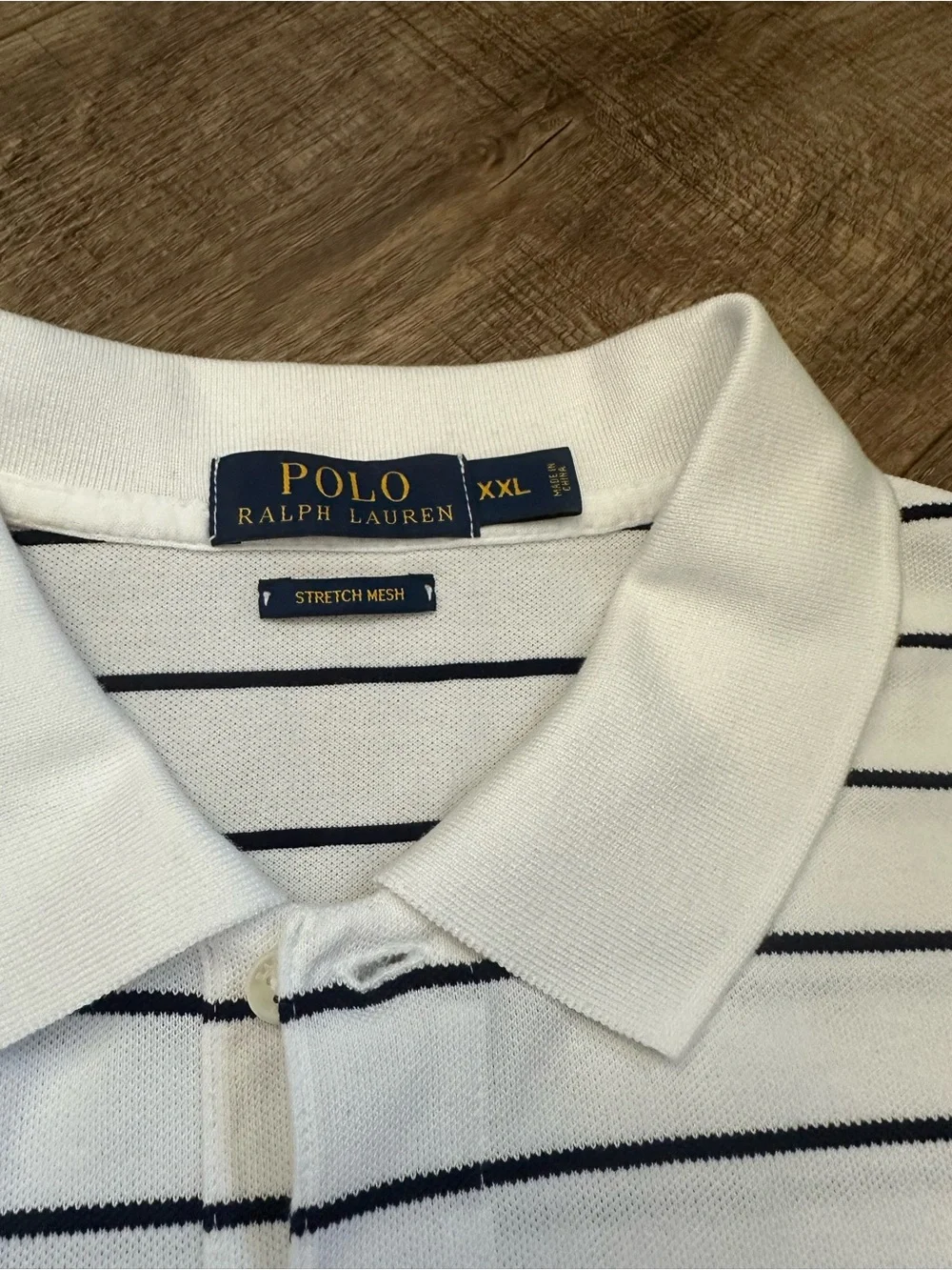 Polo by Ralph Lauren White Stripe Cotton Polo Shirt XXL